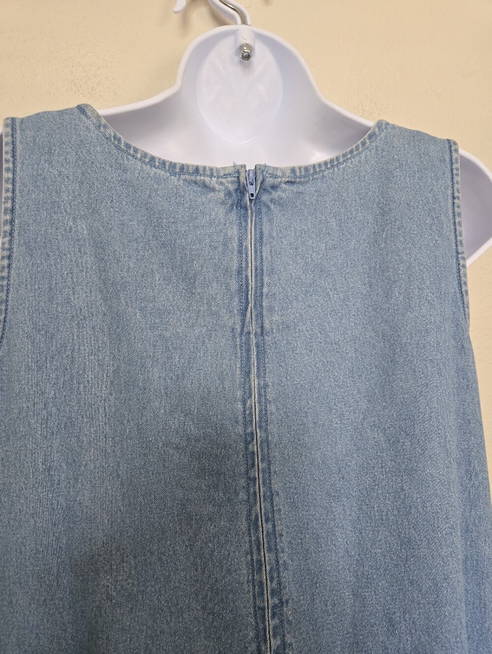 Vintage 90s Denim Mini Dress Butterfly Rhinestone Size Large - Picture 5 of 11